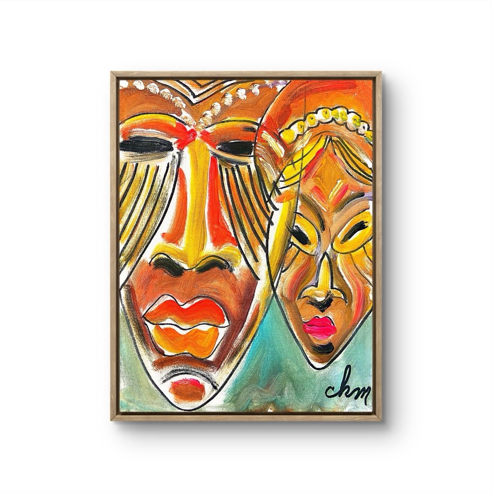 12 X 16 “Masques” Surrealism Expressionism Colorful Original Unique Art