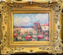 KADLIC Original Oil Painting Abstract Impasto Landscape Gold Gilt 15″ Wood Frame