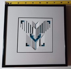 Framed 3D Paper Phoenix Bird Signed Art Abstract Sculpture Geometric Deco 8.5″