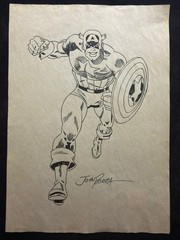 JOHN ROMITA drawing and painting on old paper signed stamped vintage