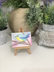 ACEO By Kenna Original Painting Little Wren Bird Art Card 2.5” X 3.5” Signed ATC