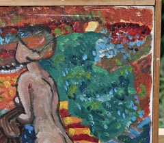 Louis Pohl Sex Appeal Akt Woman Oil Painting on Canvas Signed Danish Art