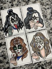 KISS CARD – ACEO – Art Sketch 2.5 X 3.5 Rock Music Painting Drawing Makeup On