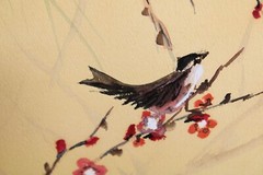 Vintage Chinese Plum Blossom Watercolor Painting Signed