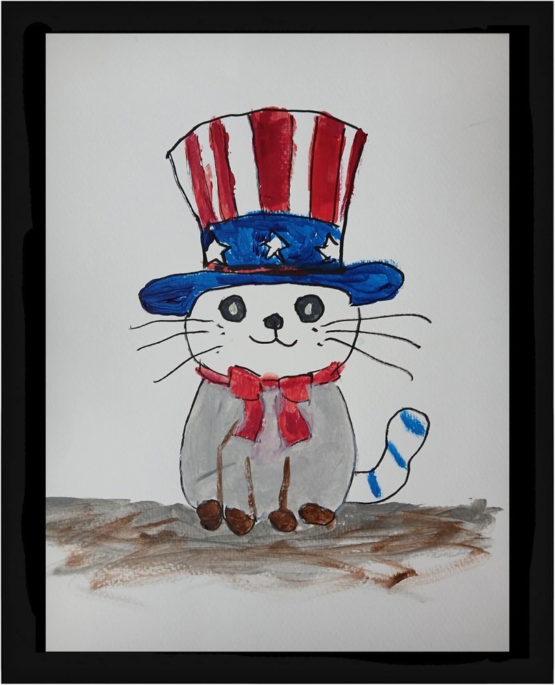 Expressionism/Abstract Kitty America 11 x 14 Signed Colorful Street Art Painting