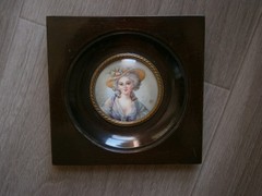 Antique Framed Woman Portrait Miniature Painting, 18th Century St Vigée Le Brun