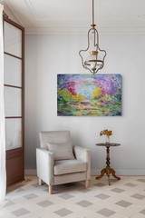 Original Painting 36×24 Colorful Landscape Canvas Art Spring Awakening