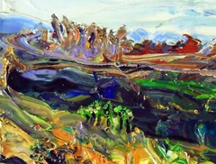 DOG IN THE WILD Arthur Robins Original Oil Surreal Abstract Fantasy Landscape