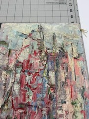 F Hochstein „Street in Majorca“ Abstract Oil Canvas MID Century 18″ x 9.5″