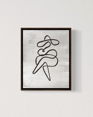 Woman Wearing Summer Hat 8×10 Canvas Abstract Minimalist Original Line Art