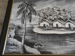 ***EMMANUEL DKUKU*** ORIGINAL NIGERIAN ISLAND MONOCHROMATIC PAINTING SBA