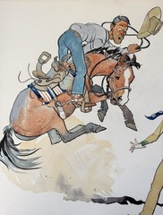 Vintage 1950’s Western American West Cowboy/Cowgirl Painting Listed Don Perceval