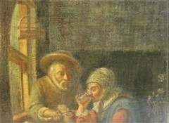 Original Antique Oil Painting of Dutch Master PROF V. BIANCHINI (Italy, c. 1919)