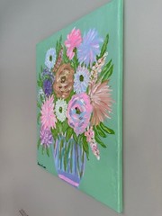 Original Painting Abstract Pastel Floral „Tranquility“ 16×20″ Acrylic On Canvas