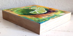 Lime Acrylic Painting on Wood Board Signed Tropical Limes Colorful Vibrant