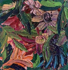 Original 14×14 Textured Flower Painting Modern Wall Art Signed FREE SHIPPING