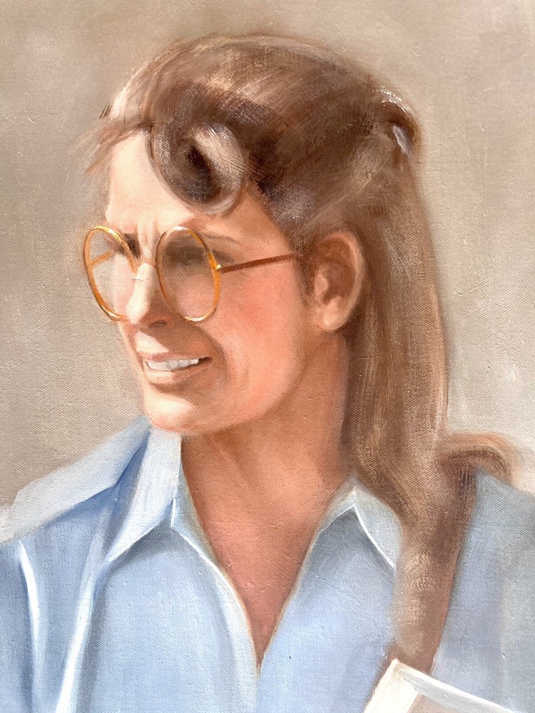 Woman Book Glasses 70s Style Art 24×18 Lady MCM School College Study Homework