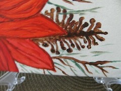 Original, Hand Painted-POINSETTIA-Holiday/Winter Art Acrylic on Canvas 8”x10″