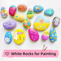 20PCS White Painting Rocks, Medium Rocks for Painting ，2.0″-3.0″ DIY Rocks Flat