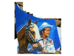 RARE Sin Killer Roy Rogers Painting on Quartz Slab SASS CAS Action Shooting Club