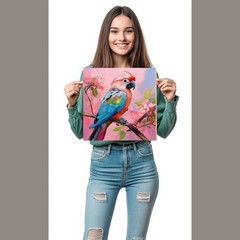 ORIGINAL Oil PAINTING on Canvas Parrot 12×12 in Textured Artwork Custom Order