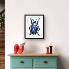 SLOOG Original Art Minimal Illustration Painting on Paper 9×12 Ink Blot Beetle