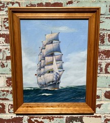 MARITIME NAUTICAL OIL PAINTING SILBERHORN BARQUE SHIP HANS SKALAGARD LISTED ART
