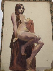 Antique Painting Pretty Woman Women Female Model Mystery Illustration 1930’s LOT