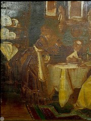 Antique 19th Century Original European School Interior Genre Scene Oil on Canvas