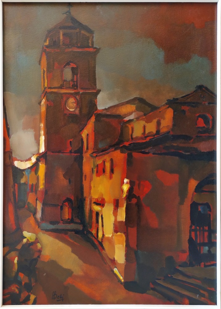 Antonio Belli Sunset in an Old Italian Village/Landscape/Original Oil Painting
