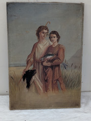 Oil Painting on Canvas for Restoration The Archangel Raphael and Tobias