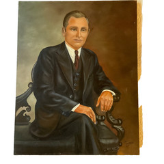 Mans portrait original oil art painting Vintage 1984 signed man in suit
