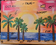 Original Signed 11×14 Tropical Palms Acrylic Canvas Neo-Expressionist Art