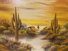 LOT OF 3 ORIGINAL OIL PAINTINGS ARIZONA DESERT HARMONY BY ARTIST CLAUDINE ASPER