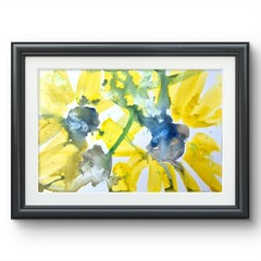 Colorful Impressionist Yellow Flowers Abstract Watercolor Home Decor Art 8 x 5