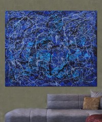 Jackson Pollock style￼￼ Canvas painting￼ 72” X 60”Abstract,Modern,XL,5ftX6ft