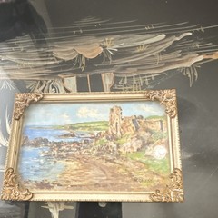 W. Garvin Signed Framed Impressionist Seascape Dunure Castle Ayrshire Scotland