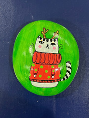 Hand Painted Rock Art ( Reindeer Cat )……………..Sunflower Creations