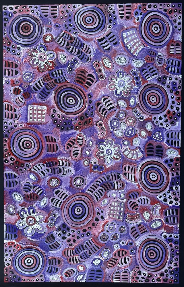 Dulcie Long Pula. Authentic Aboriginal Art. Incl, COA, Photo’s.Beautiful detail