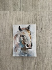 Aceo By Kenna Horse Watercolour & Gouache Painting 2.5” X 3.5” Signed Original