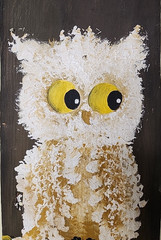 Owl Painted on Old Barn Wood Signed Folk Art