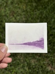 “Violet Tranquility” Miniature watercolor landscape painting. Original OOAK