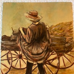Americana wagon train original PAINTING by Schman western