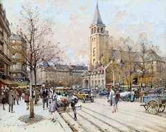 Church of St Germain of the Pres Painting by Eugene Galien Laloue Reproduction