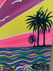 Flamingo Sunrise | Acrylic Painting | Kristi C Jones Florida Art Flamingo Bird
