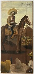 After Monroy? ATQ Emiliano Zapata Mexican Portrait Landscape Horse Folk Painting