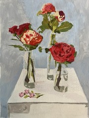 Three Bottles of Flowers Painting By Brittony Martin