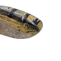 VTG Marvis Signed Ocean Beach Pier Sunset Seascape Hand Painted Rock Nautical