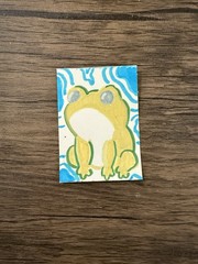 ACEO Original, Abstract Animal Frog, Mini Art Acrylic Painting, by Annibbie
