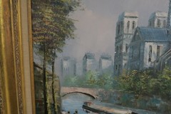 Vintage Signed Henry Rogers Oil Canvas Painting 20″x24″ Framed Notre Dame Paris